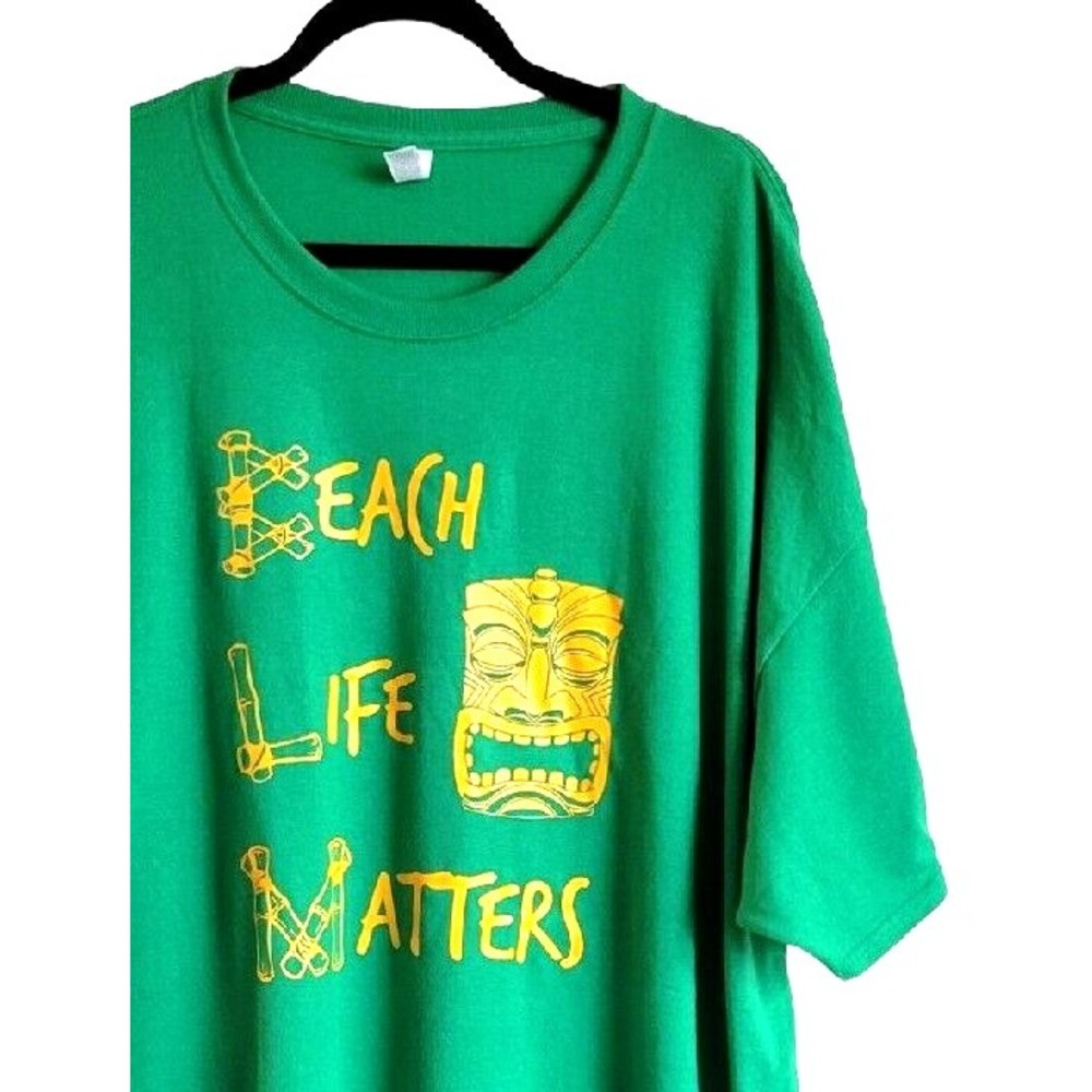 Vintage Beach Life Matters Tiki Bar Graphics Hawaiian Style T Shirt Mens 3XL